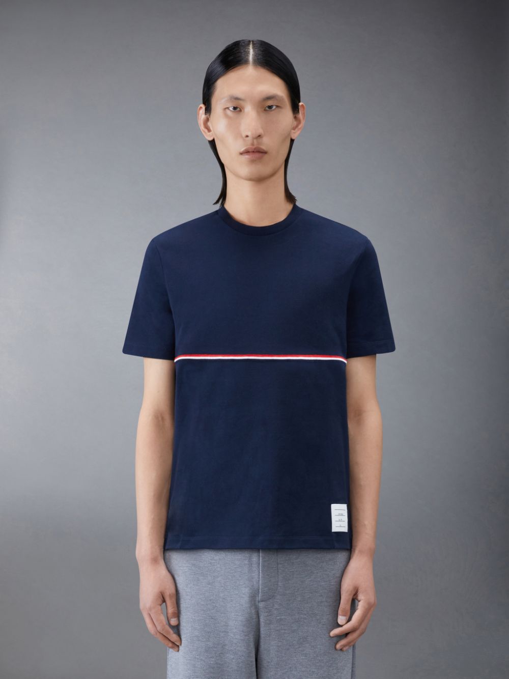 Thom Browne Midweight Jersey Stripe Short Sleeve Men T Shirts Blue | LRF99C32583