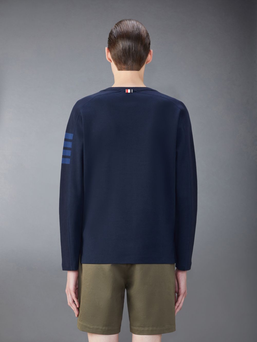 Thom Browne Milano Cotton 4-Bar Men T Shirts Blue | JGK29P72025