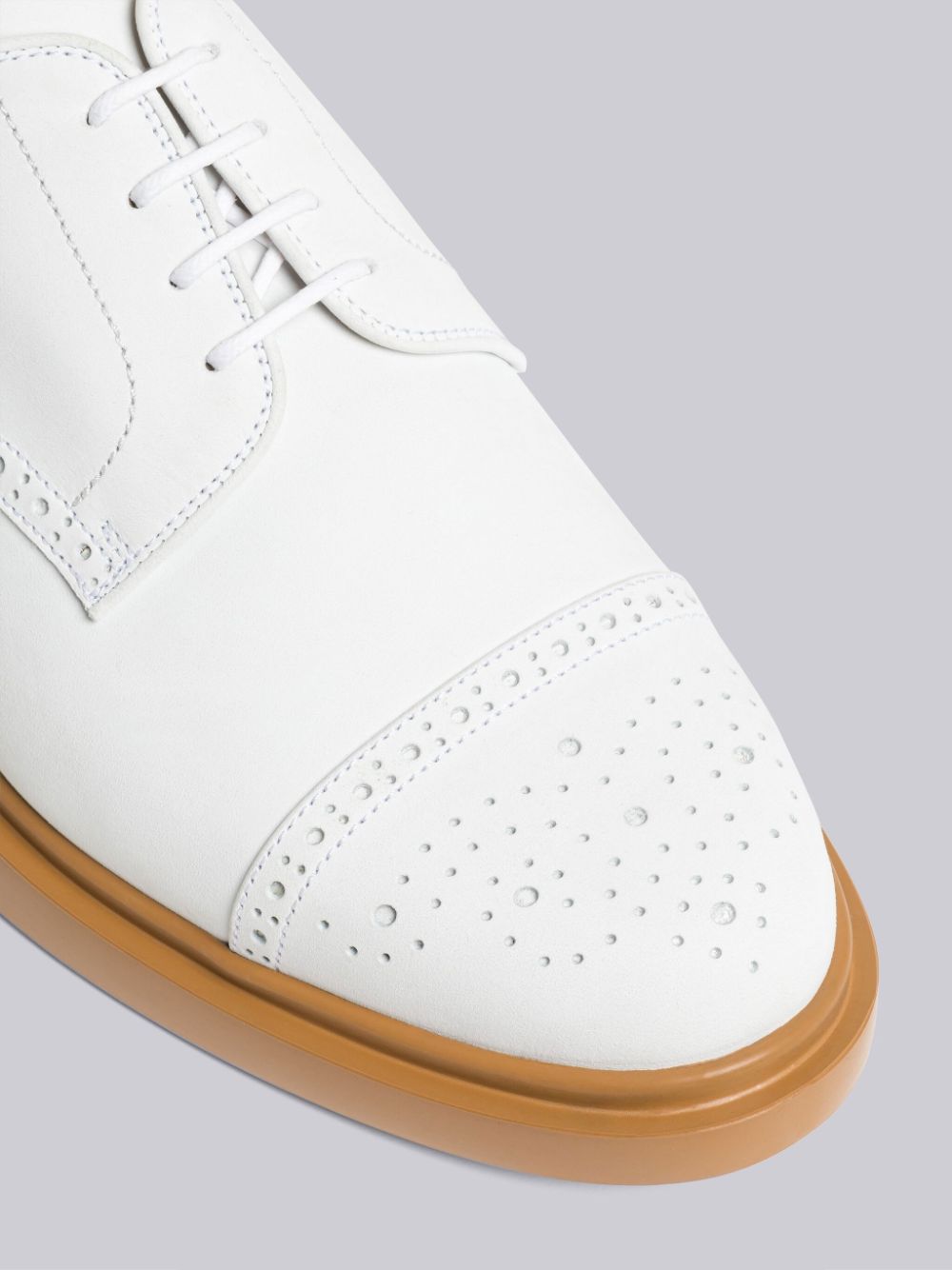 Thom Browne Nubuck Cap Toe Derby Men Oxford Shoes White | DWB11Q77753