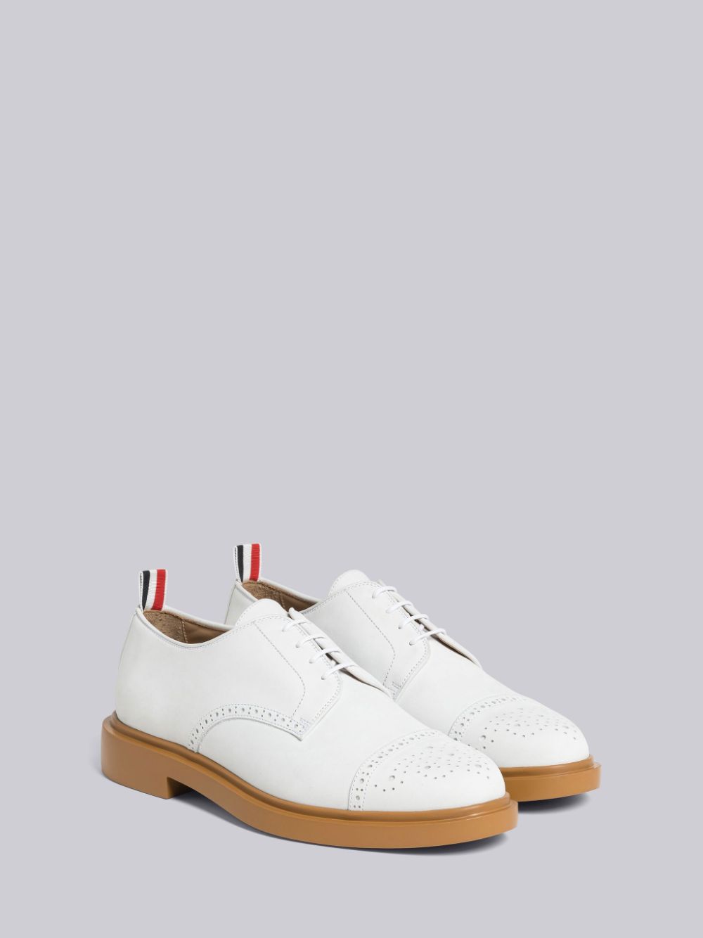 Thom Browne Nubuck Cap Toe Derby Men Oxford Shoes White | DWB11Q77753