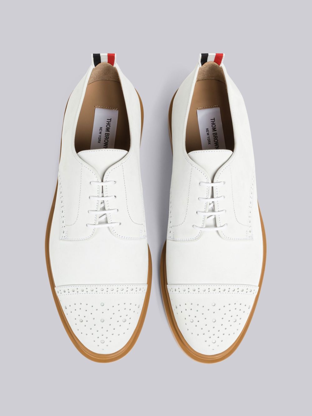 Thom Browne Nubuck Cap Toe Derby Men Oxford Shoes White | DWB11Q77753