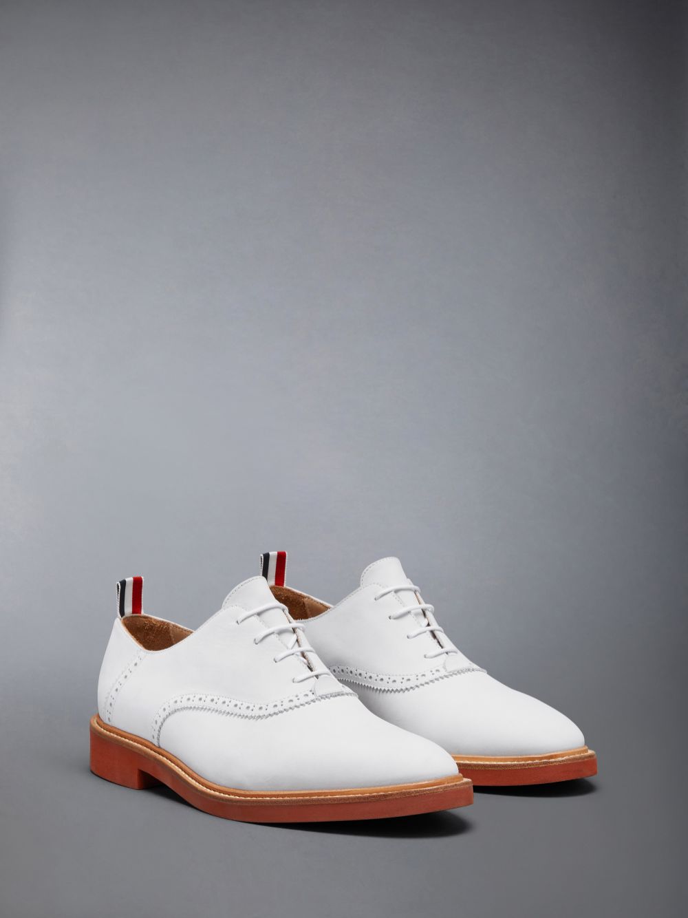 Thom Browne Nubuck Micro Sole Saddle Men Oxford Shoes White | TAT58Q21393