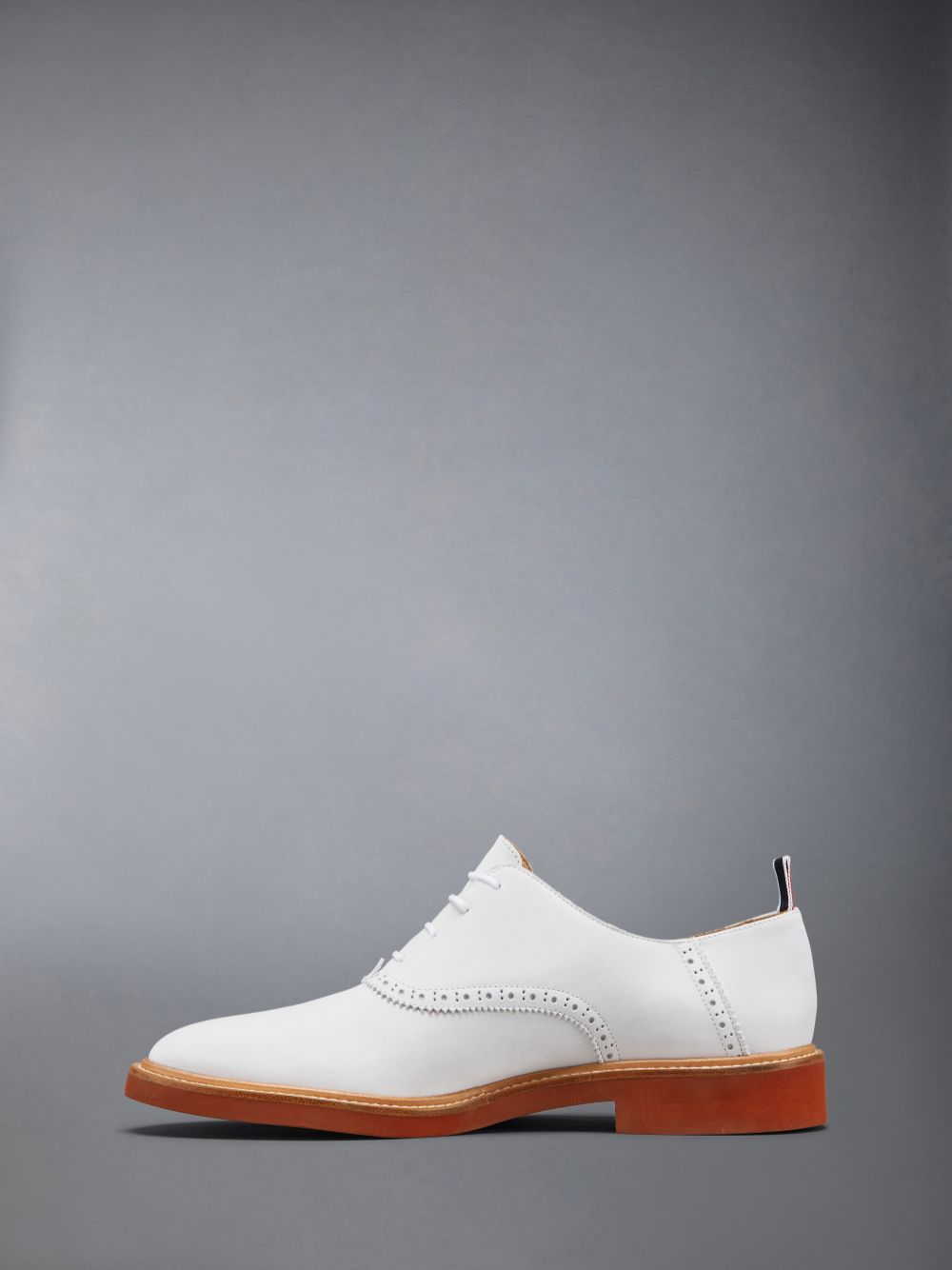 Thom Browne Nubuck Micro Sole Saddle Men Oxford Shoes White | TAT58Q21393