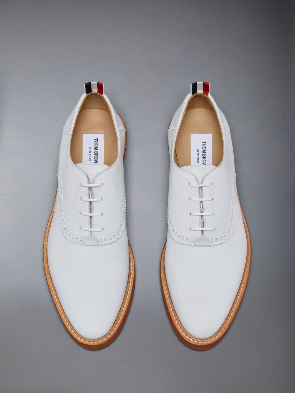 Thom Browne Nubuck Micro Sole Saddle Women Oxford Shoes White | GAE68B34597