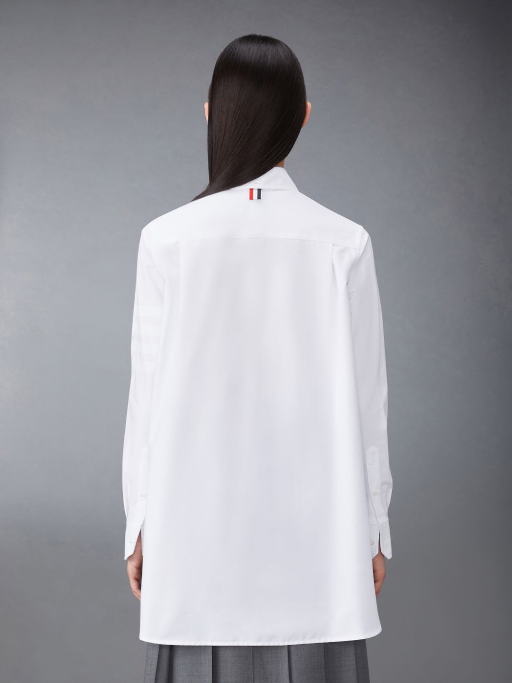 Thom Browne Oxford 4-Bar Bow Tie Blouson Women Shirts White | SFC21F08081