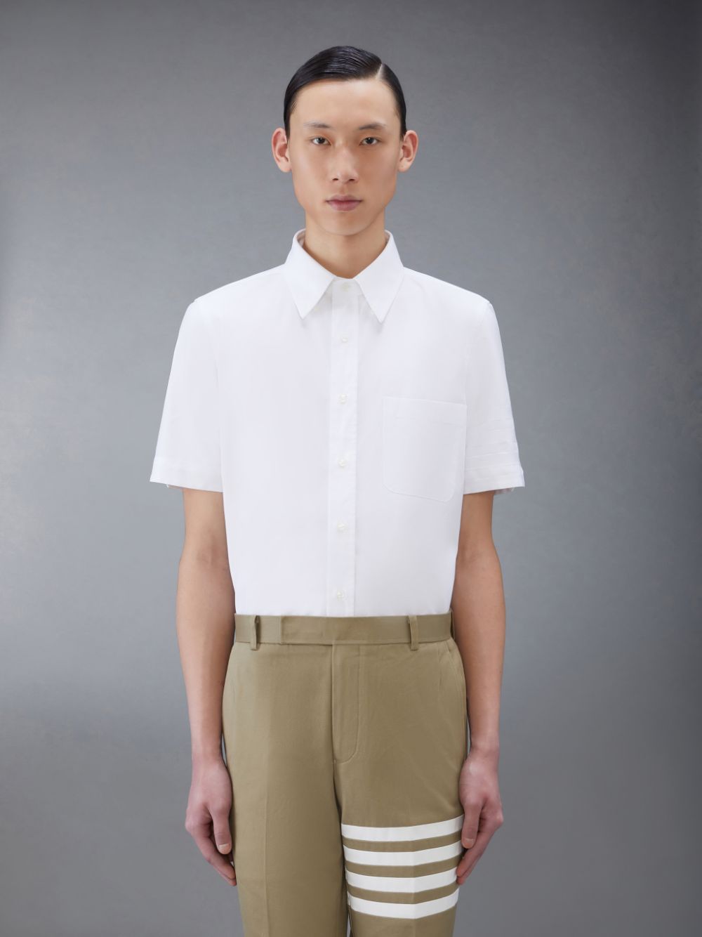 Thom Browne Oxford 4-Bar Short Sleeve Men Shirts White | HEI20A74190