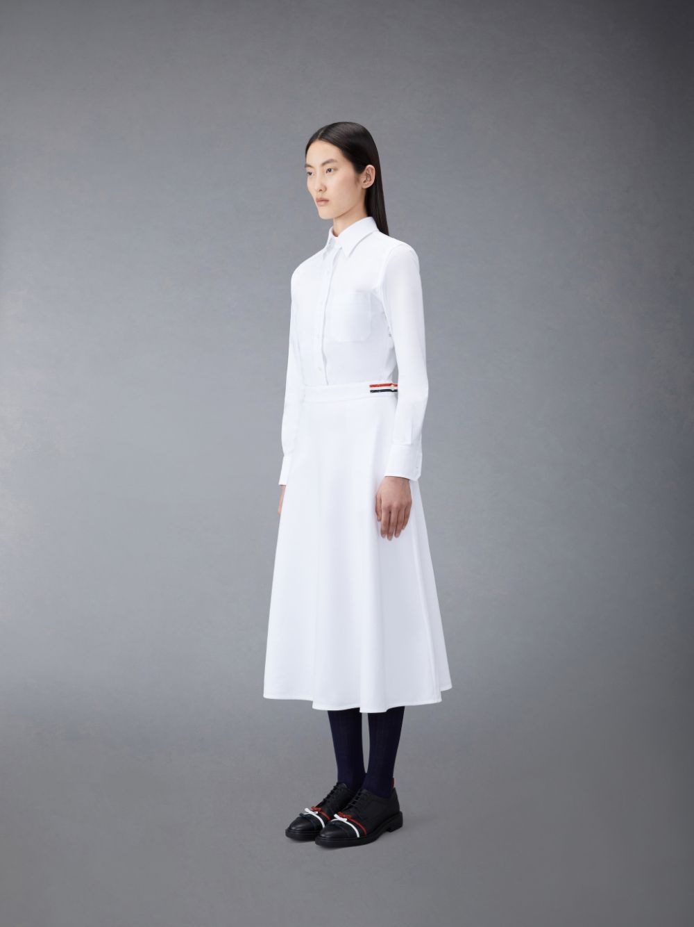 Thom Browne Oxford A-Line Shirt Women Dress White | SUW09I31440