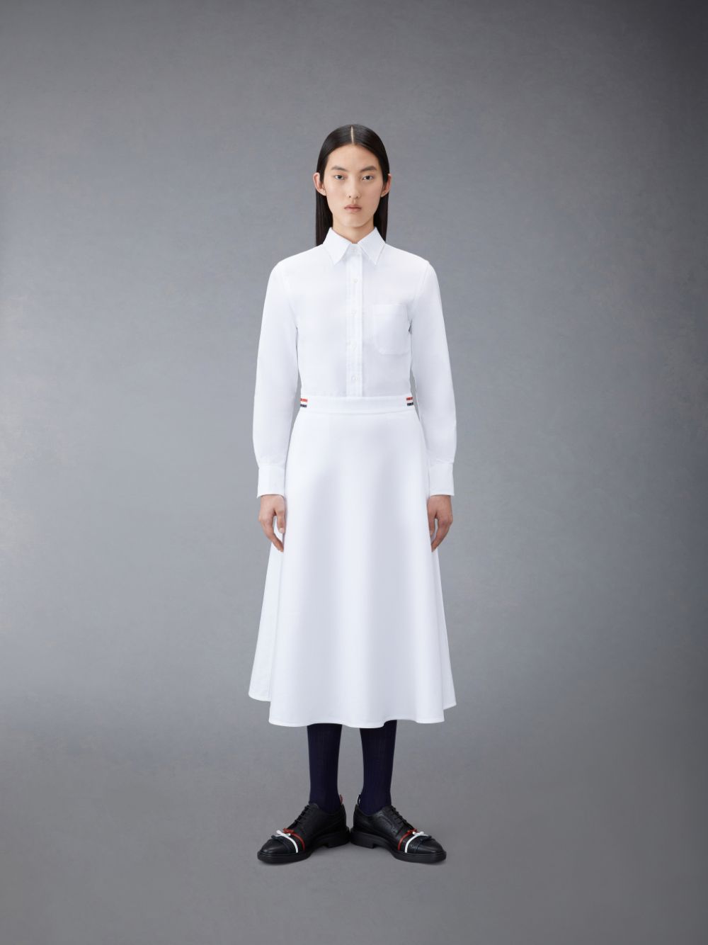 Thom Browne Oxford A-Line Shirt Women Dress White | SUW09I31440