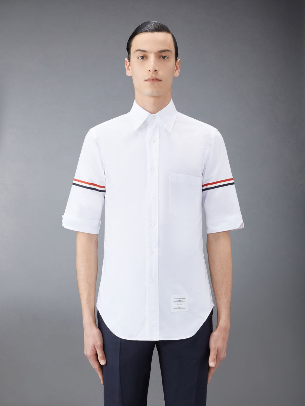 Thom Browne Oxford Armband Classic Short Sleeve Men Shirts White | EMA27X25997