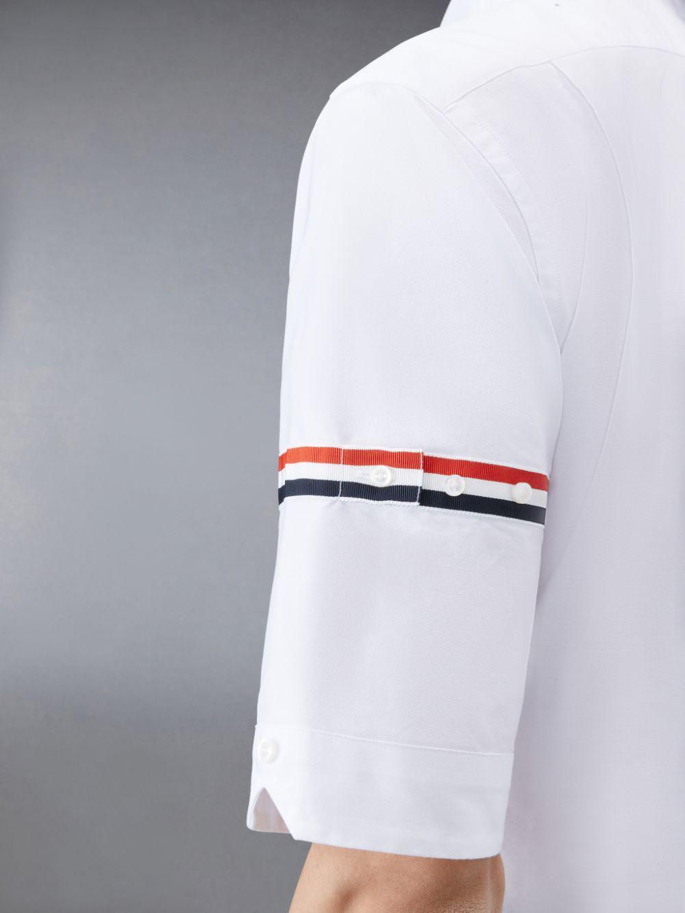 Thom Browne Oxford Armband Classic Short Sleeve Men Shirts White | EMA27X25997