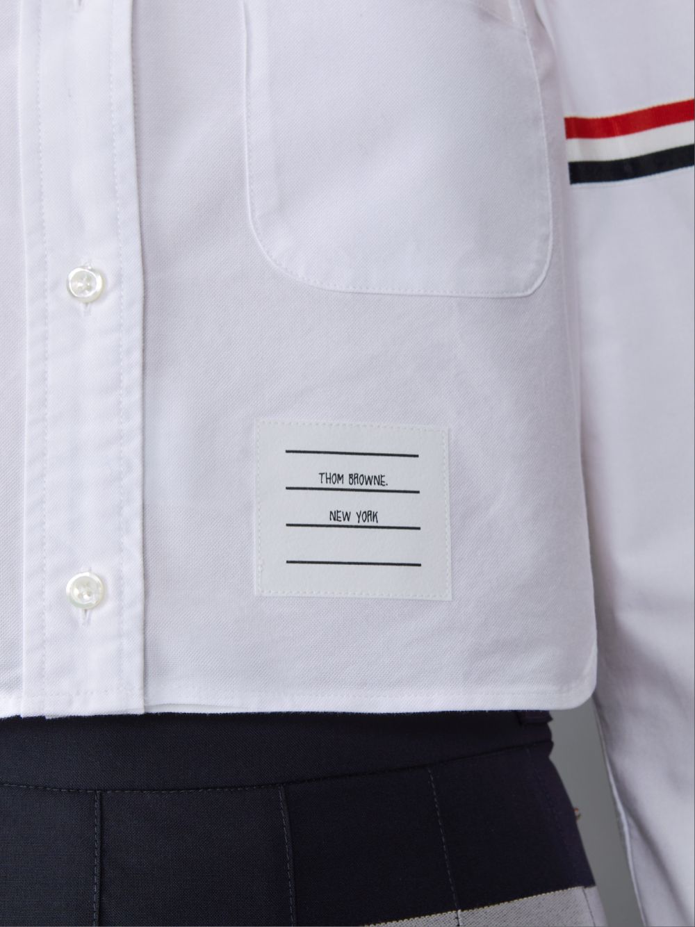 Thom Browne Oxford Armband Round Collar Cropped Women Shirts White | FLN83D87397