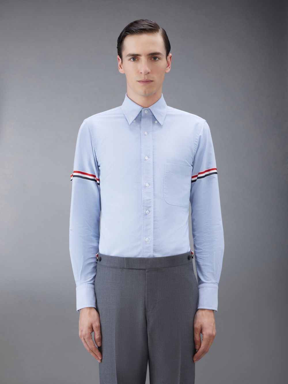 Thom Browne Oxford Classic Armbands Men Shirts Blue | RRZ15Y95881