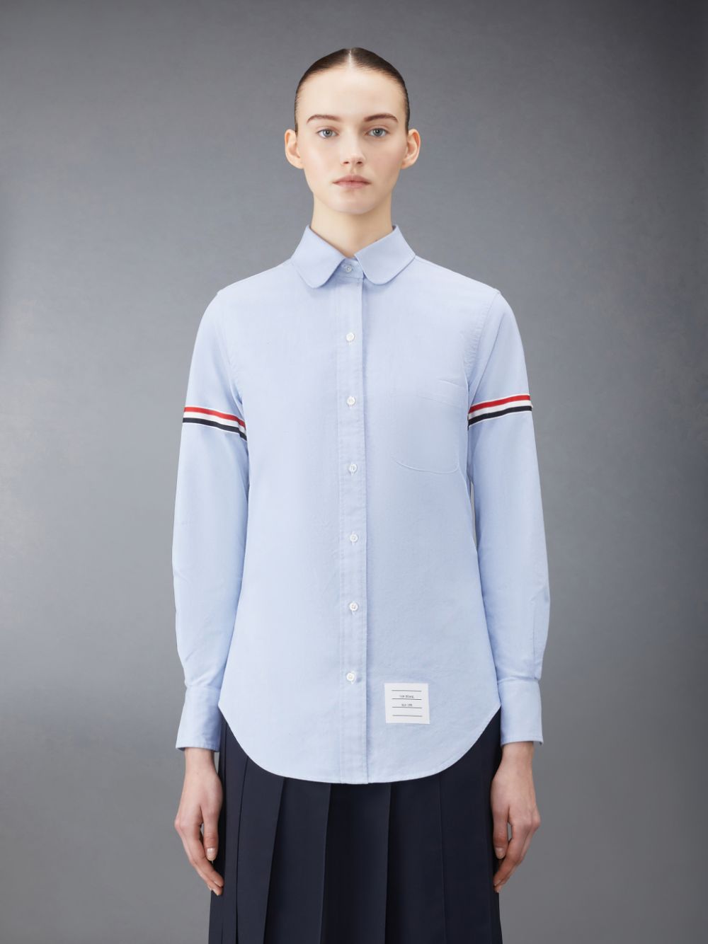 Thom Browne Oxford Classic Round Collar Women Shirts Light Blue | WHD01A95056