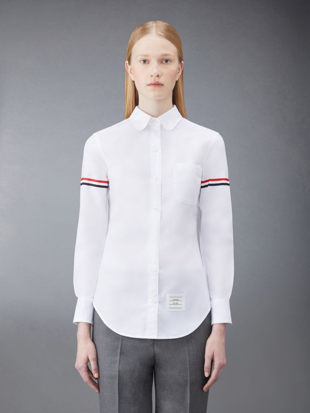 Thom Browne Oxford Classic Round Collar Women Shirts White | LBD27G82801