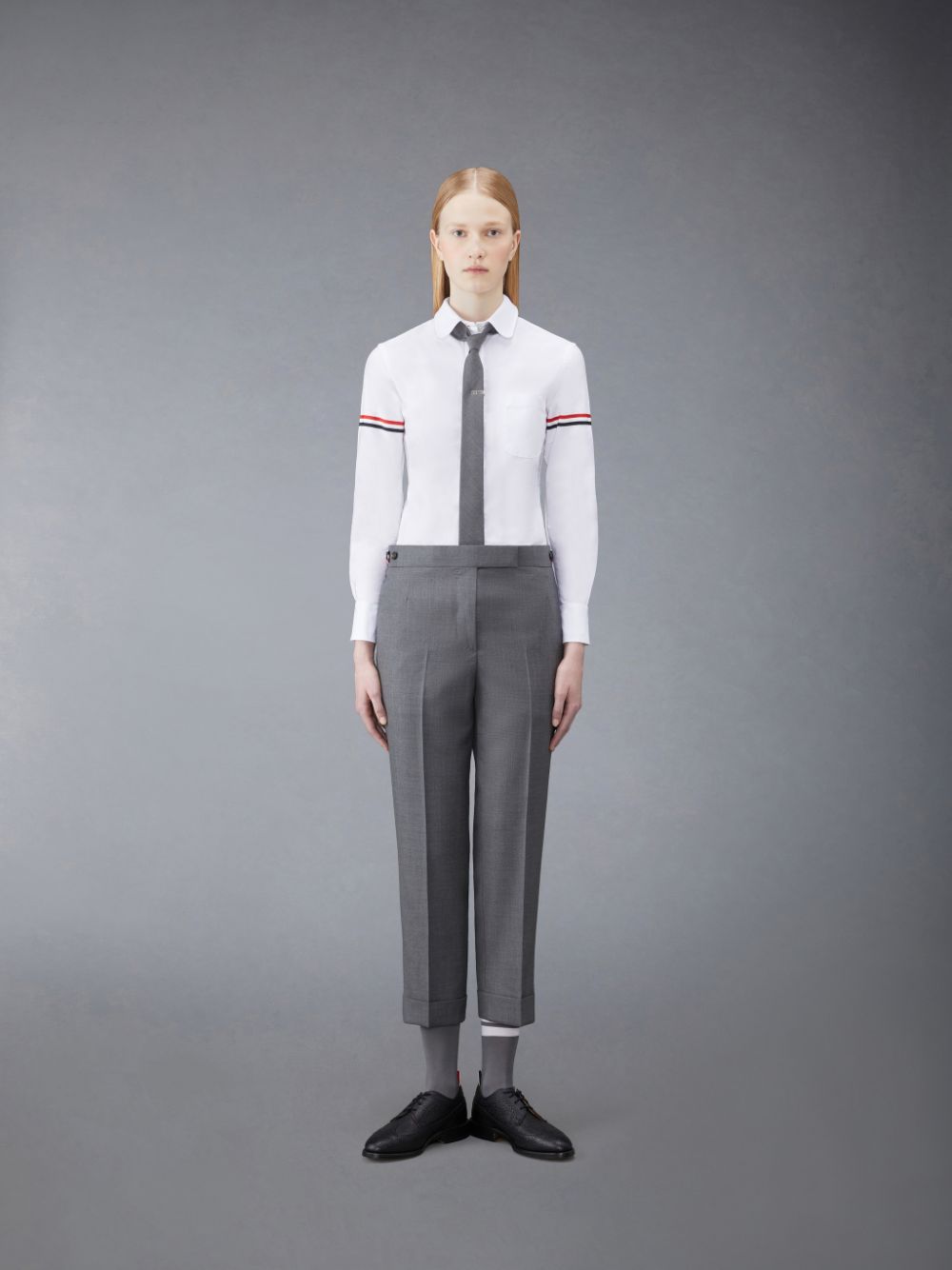 Thom Browne Oxford Classic Round Collar Women Shirts White | LBD27G82801