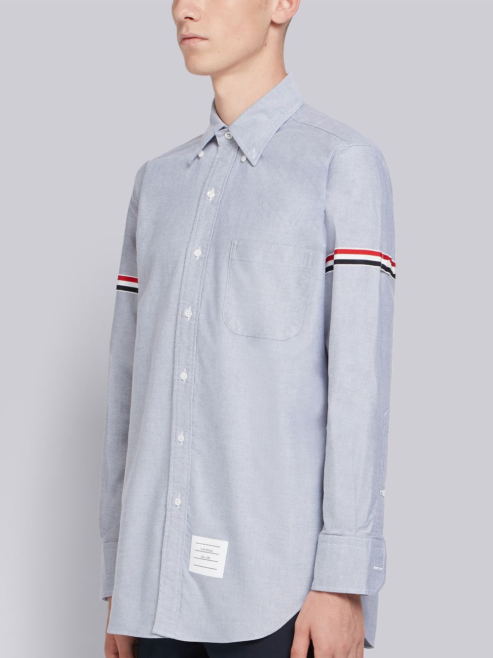 Thom Browne Oxford Grosgrain Armband Classic Men Shirts Navy | AUB47M03681