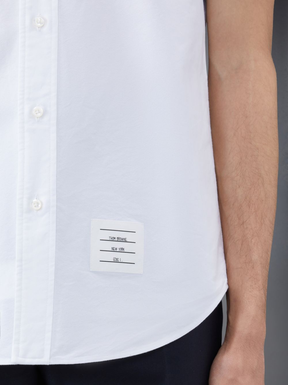 Thom Browne Oxford Grosgrain Cuff Short Sleeve Men Shirts White | AMB34O28542