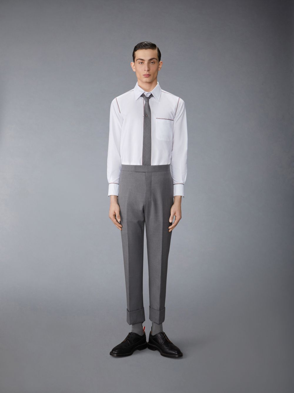 Thom Browne Oxford Grosgrain Framing Men Shirts White | TQB65B88106