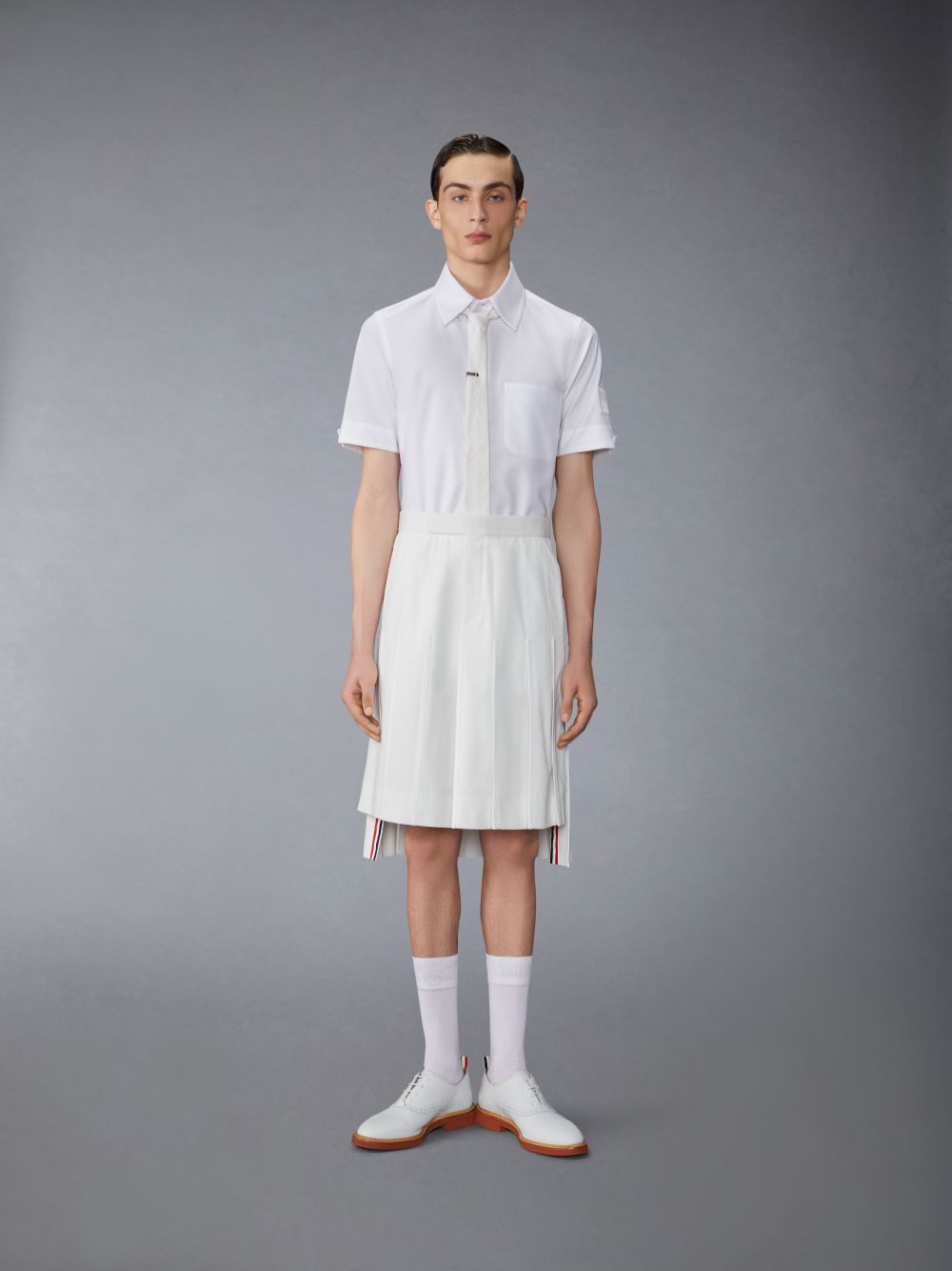 Thom Browne Oxford Self Tipping and Flag Patch Men Shirts White | NSY34M57108