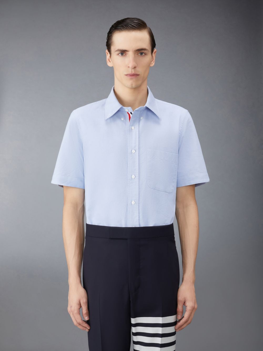 Thom Browne Oxford Short Sleeve Men Shirts Blue | CUO00J78515