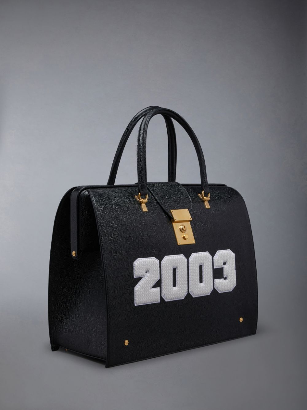 Thom Browne PEBBLE GRAIN LEATHER 2003 MR. Women Duffle Bags Black | WPQ89P24873