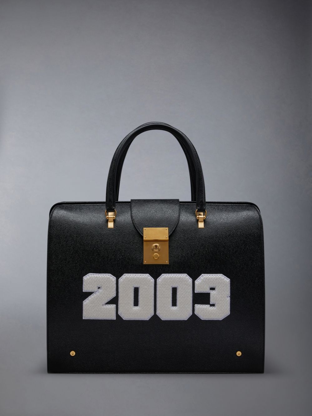 Thom Browne PEBBLE GRAIN LEATHER 2003 MR. Women Duffle Bags Black | WPQ89P24873