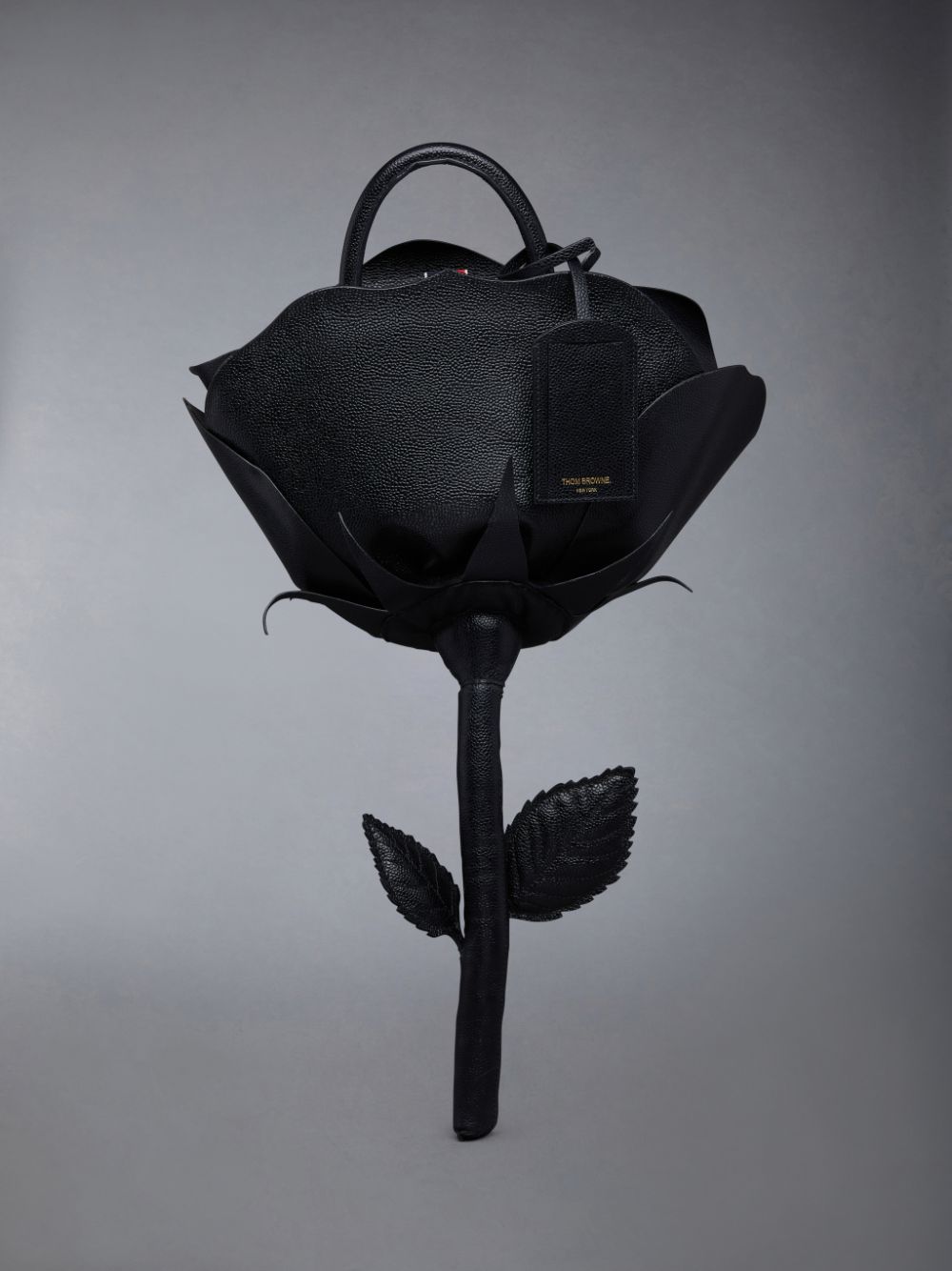 Thom Browne PEBBLE GRAIN ROSE Women Tote Bags Black | NWN00G65018