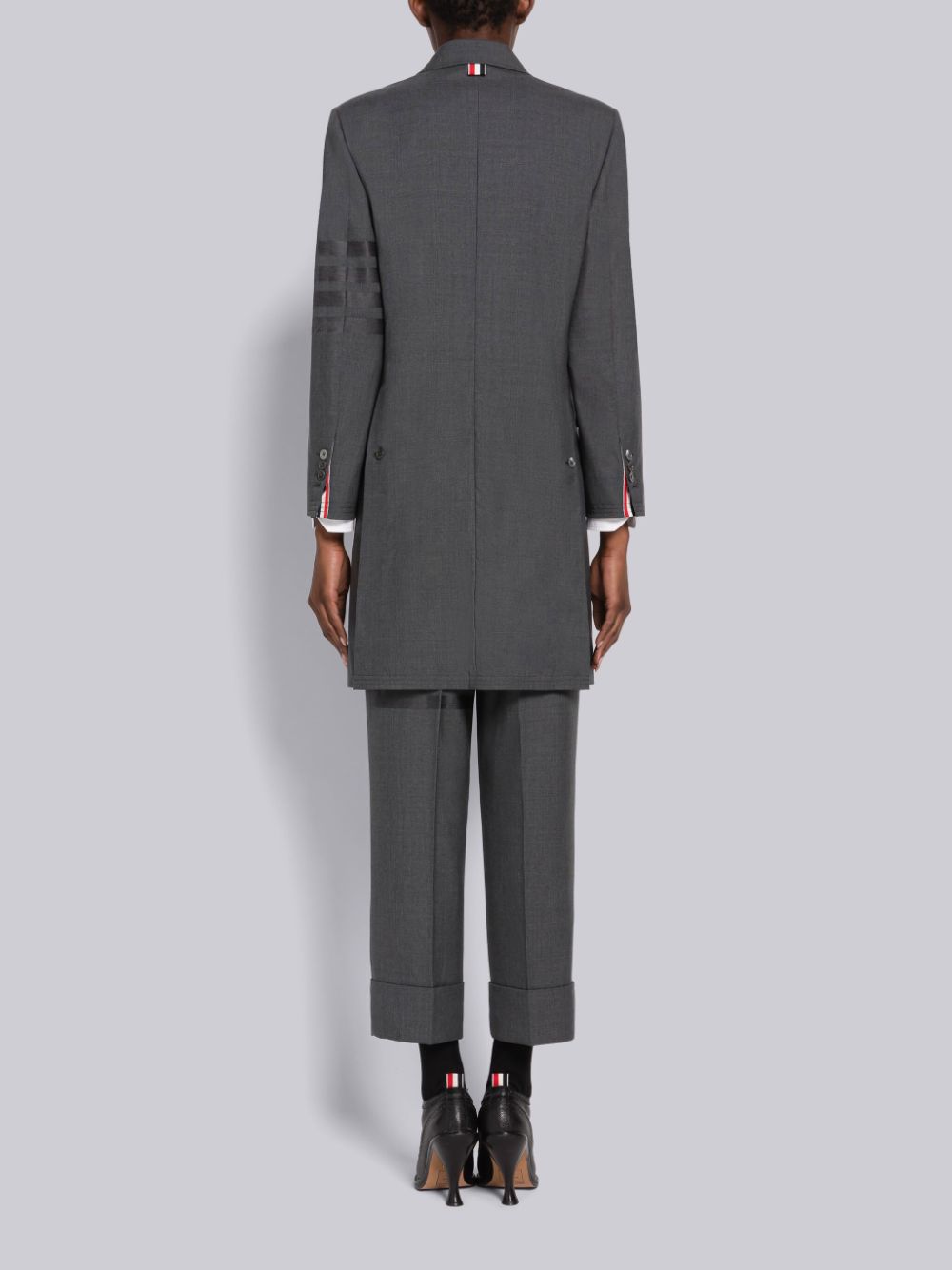 Thom Browne PLAIN WEAVE 4-BAR CHESTERFIELD Women Coats Grey | BJK23V98814