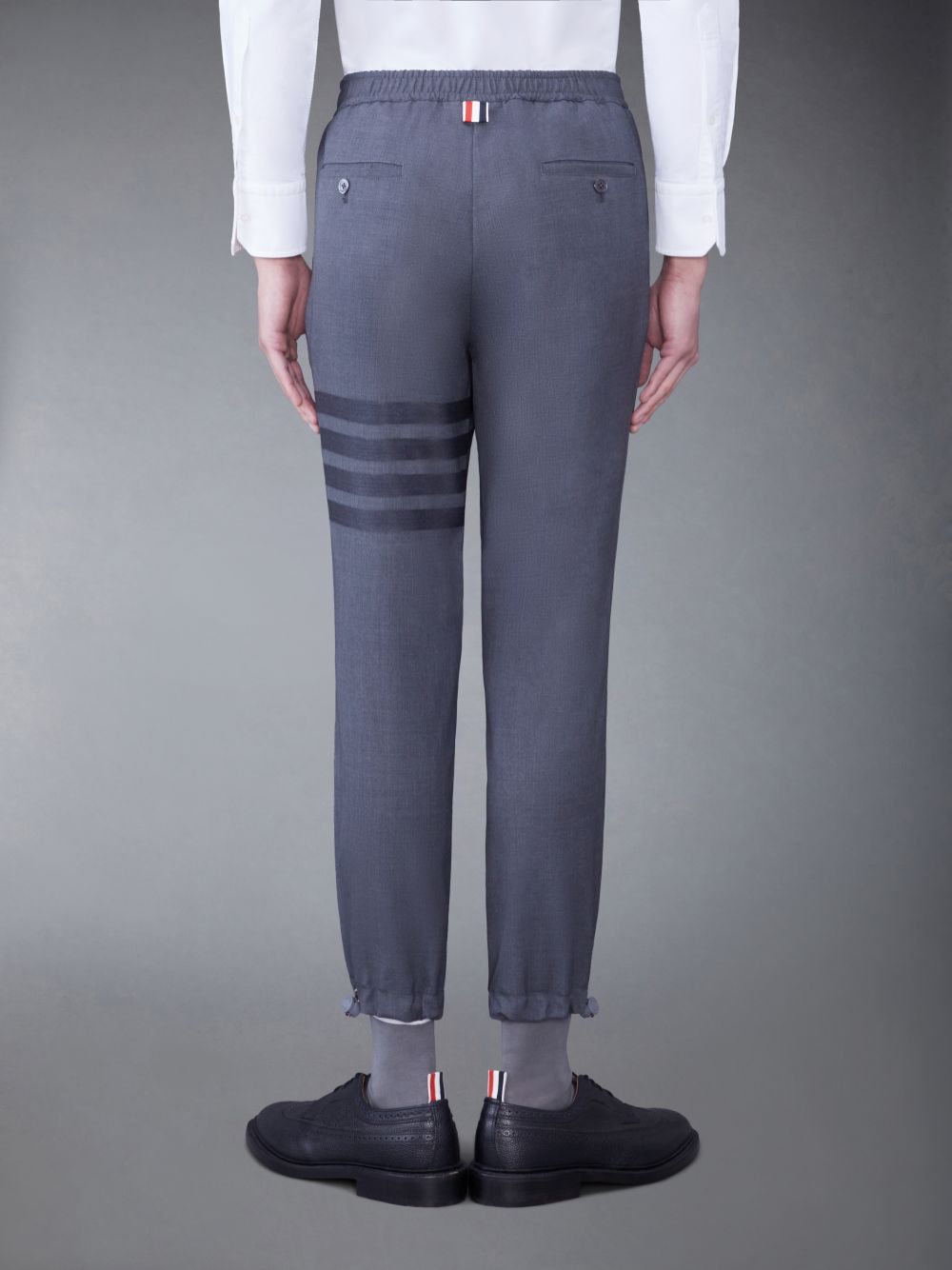 Thom Browne PLAIN WEAVE 4-BAR ELASTIC WAIST TRACK Men Pants Grey | ZUA53S39389