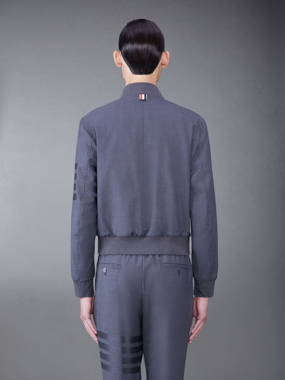 Thom Browne PLAIN WEAVE SUITING 4-BAR BLOUSON Men Jackets Grey | CNI08G37418