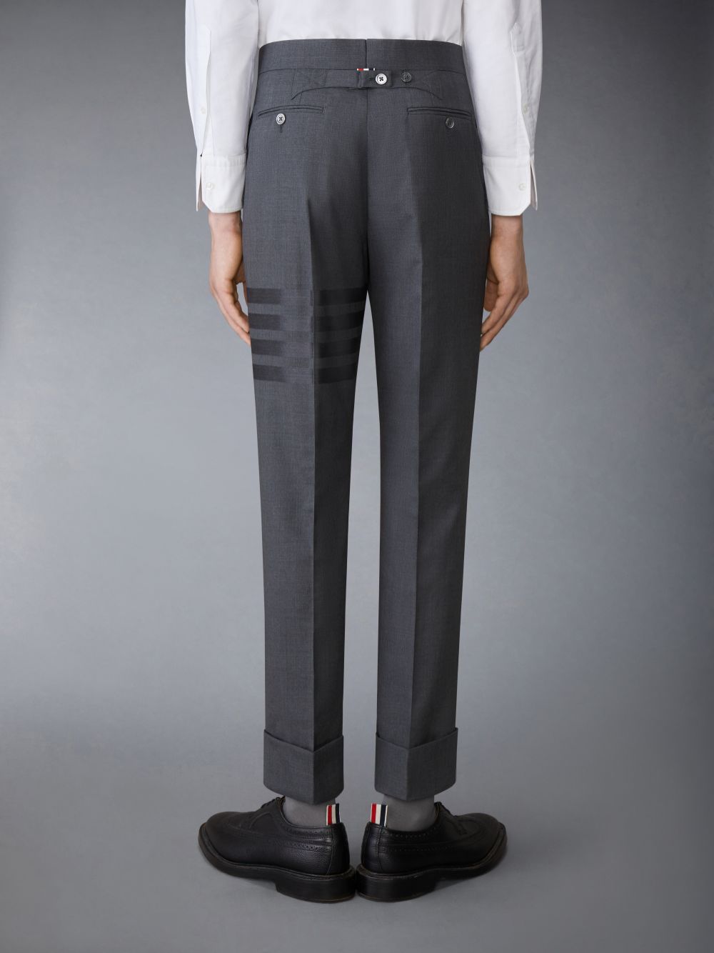 Thom Browne PLAIN WEAVE SUITING 4-BAR CLASSIC BACKSTRAP Men Pants Grey | ONB45G49308