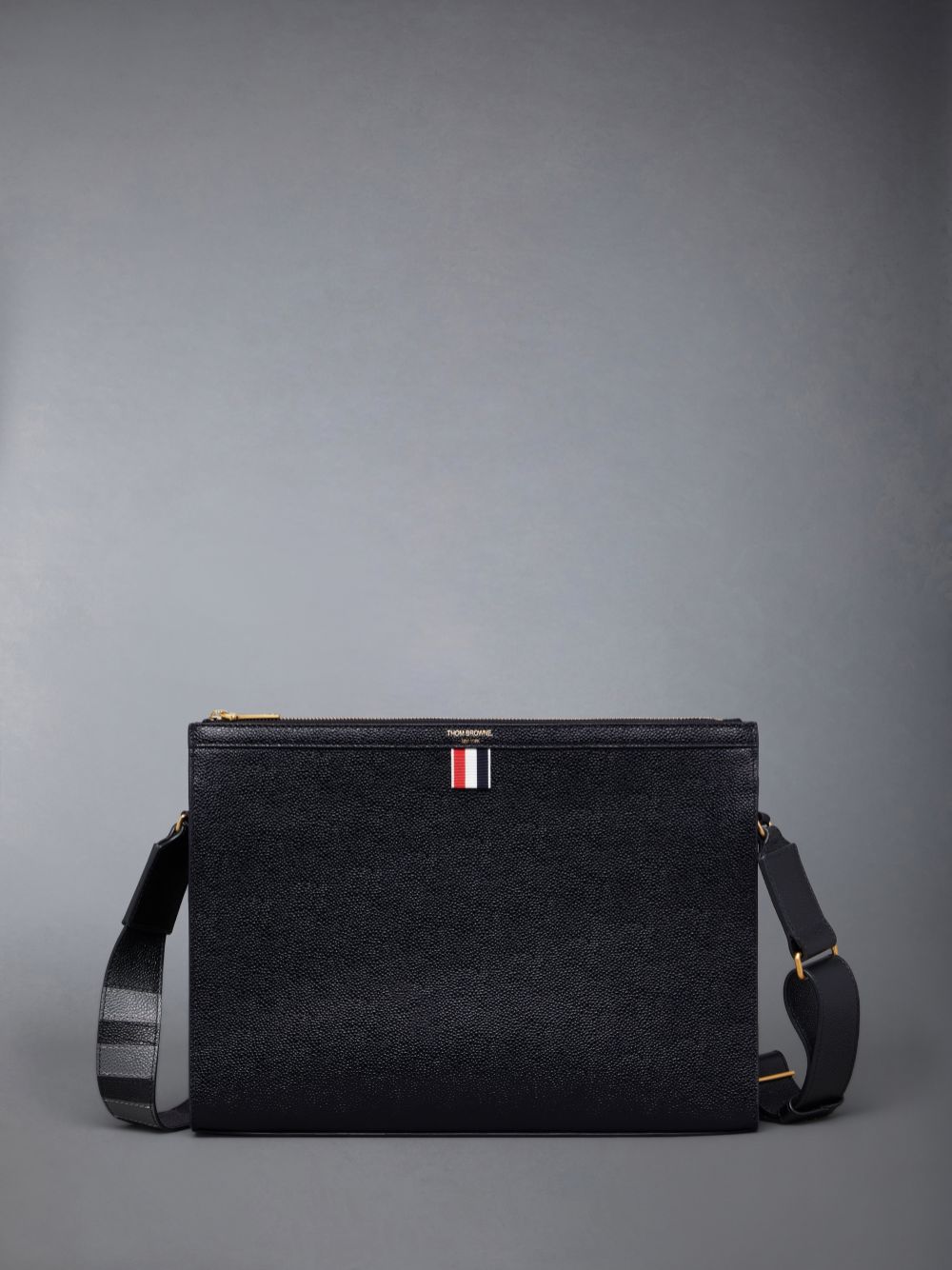 Thom Browne Pebble Grain 4-Bar Document Holder Women Crossbody Bags Black | EPD49Q40373