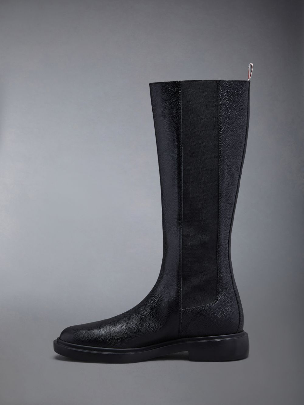 Thom Browne Pebble Grain 4-Bar Knee High Chelsea Women Boots Black | FTB75W32463