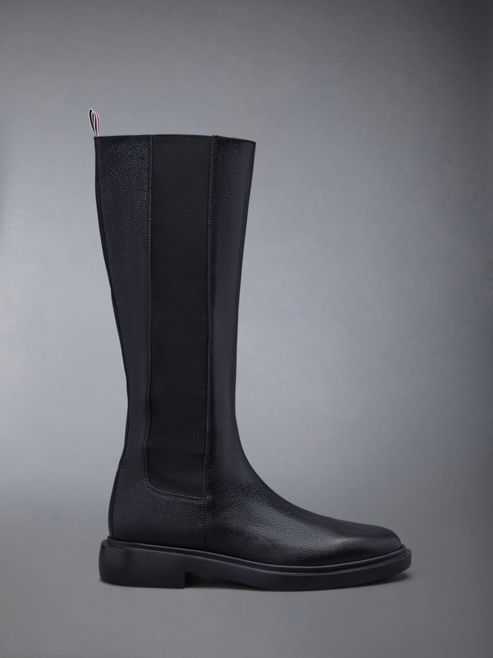 Thom Browne Pebble Grain 4-Bar Knee High Chelsea Women Boots Black | FTB75W32463