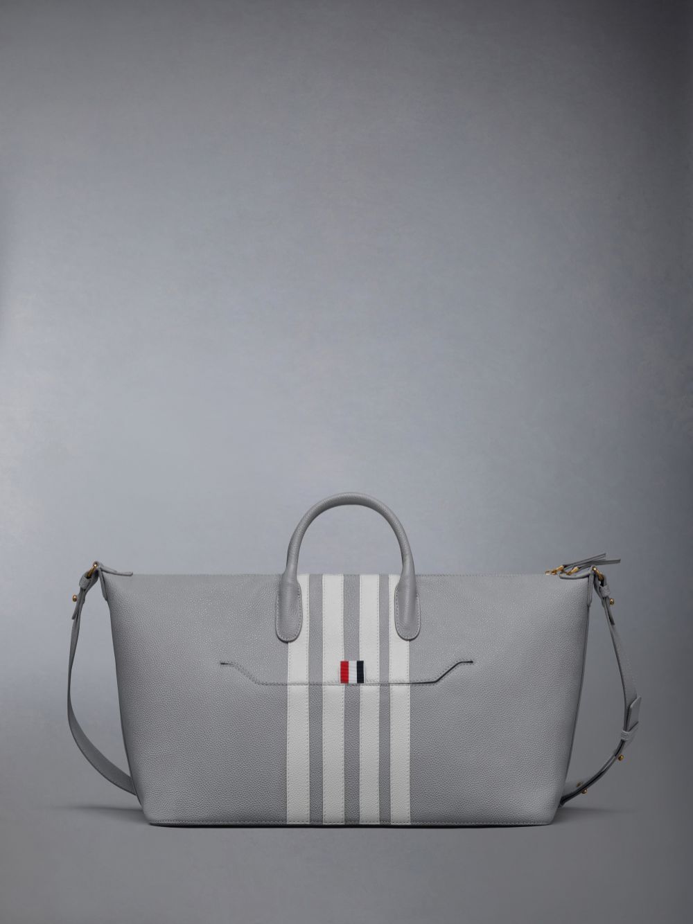 Thom Browne Pebble Grain 4-Bar Medium Men Duffle Bags Grey | QFX11S37099