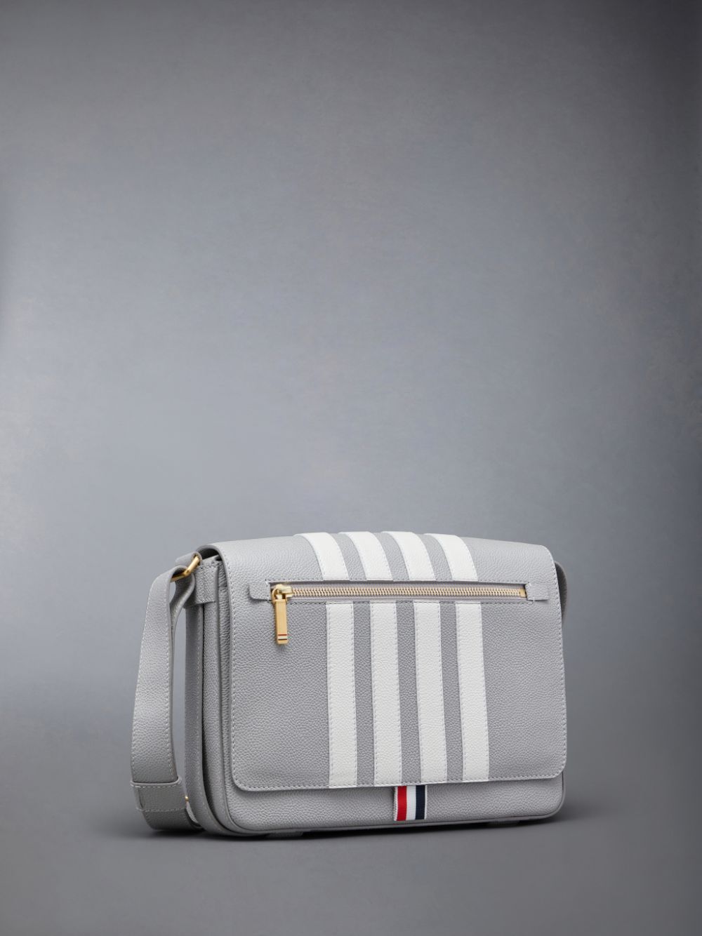 Thom Browne Pebble Grain 4-Bar Reporter Men Shoulder Bags Grey | HWY15O94826