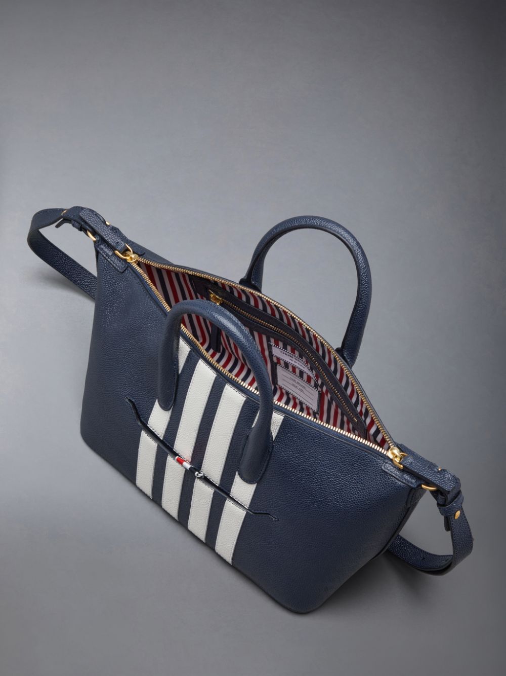 Thom Browne Pebble Grain 4-Bar Small Women Duffle Bags Blue | LHP83M03404