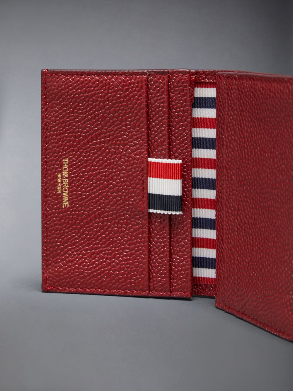 Thom Browne Pebble Grain Double Men Card Case Red | ZTB72M79514