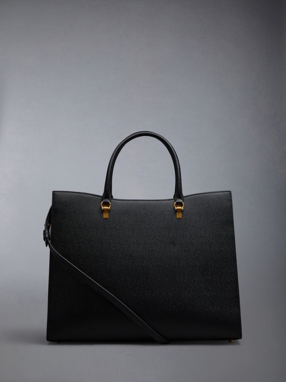 Thom Browne Pebble Grain Large Duet Men Tote Bags Black | NDM47P10289