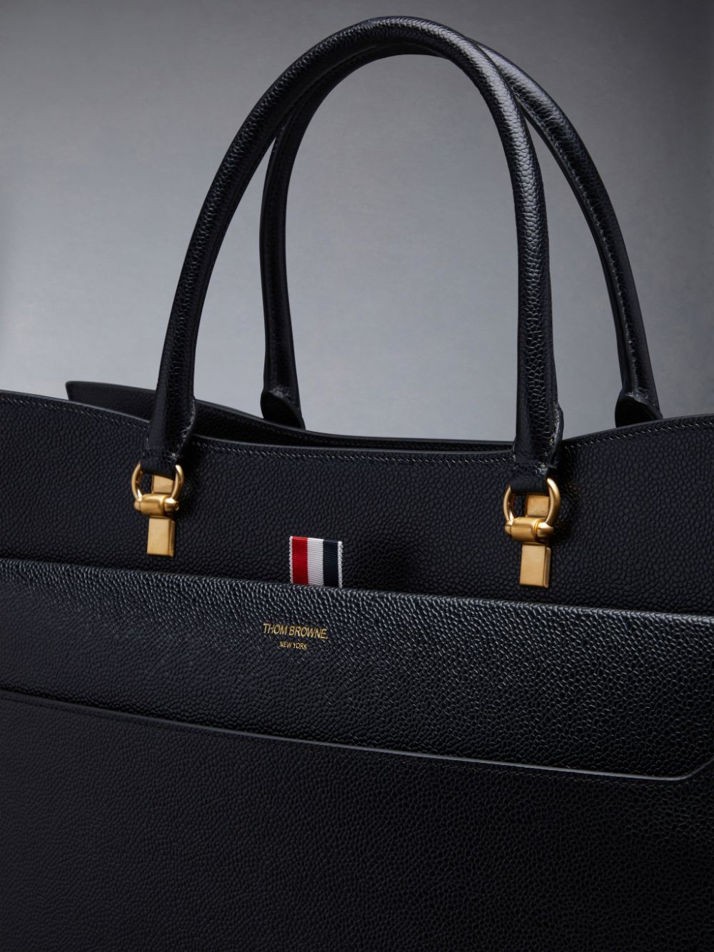 Thom Browne Pebble Grain Large Duet Women Tote Bags Black | TRS46W90029