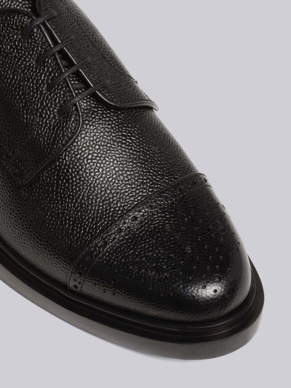 Thom Browne Pebble Grain Leather Cap Toe Derby Men Oxford Shoes Black | GYH85Y55574