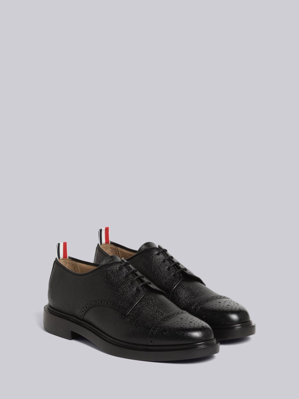 Thom Browne Pebble Grain Leather Cap Toe Derby Men Oxford Shoes Black | GYH85Y55574