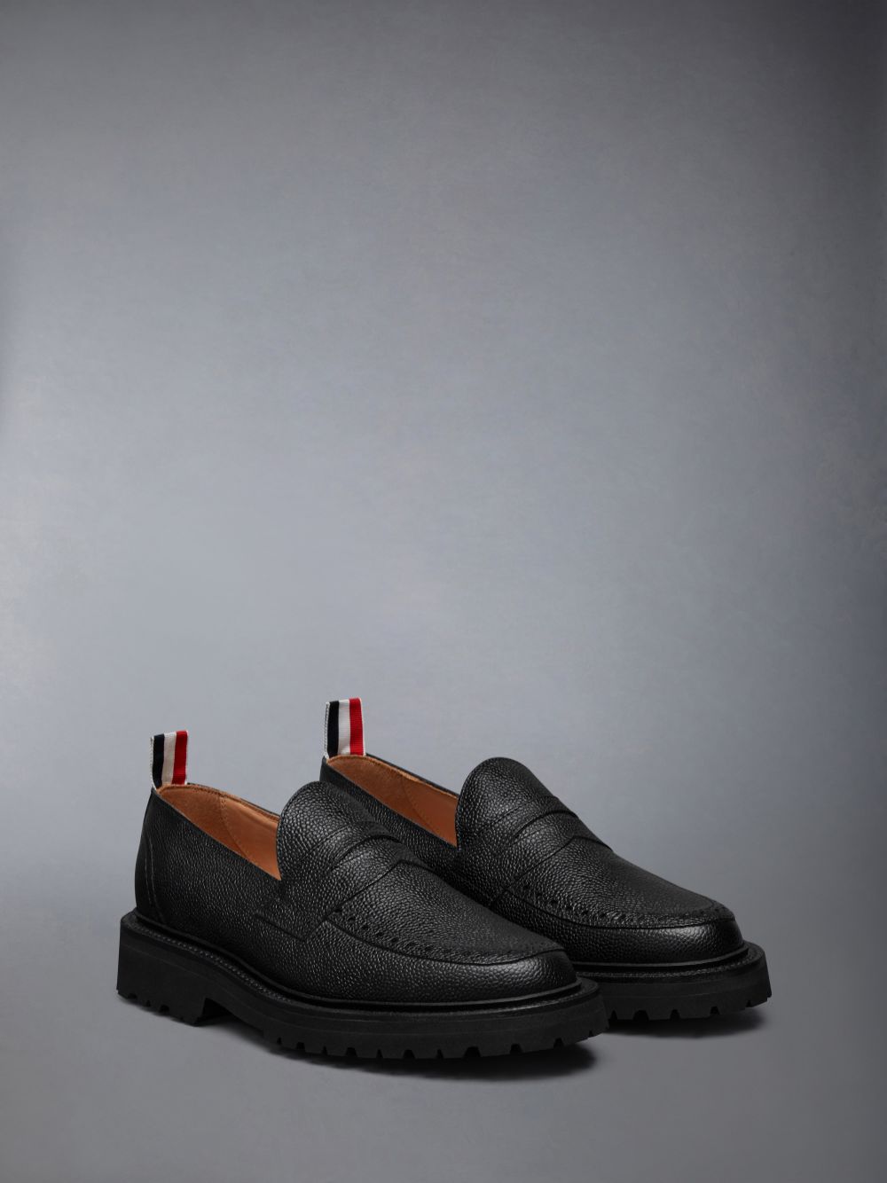 Thom Browne Pebble Grain Leather Commando Sole Penny Women Loafers Black | HYN53Q81250