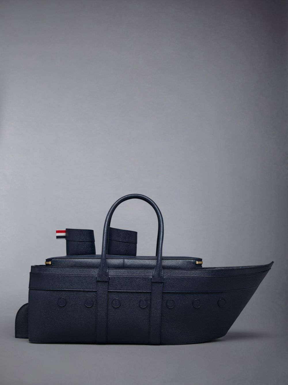 Thom Browne Pebble Grain Leather Cruise Liner Men Tote Bags Blue | JCF52G76695