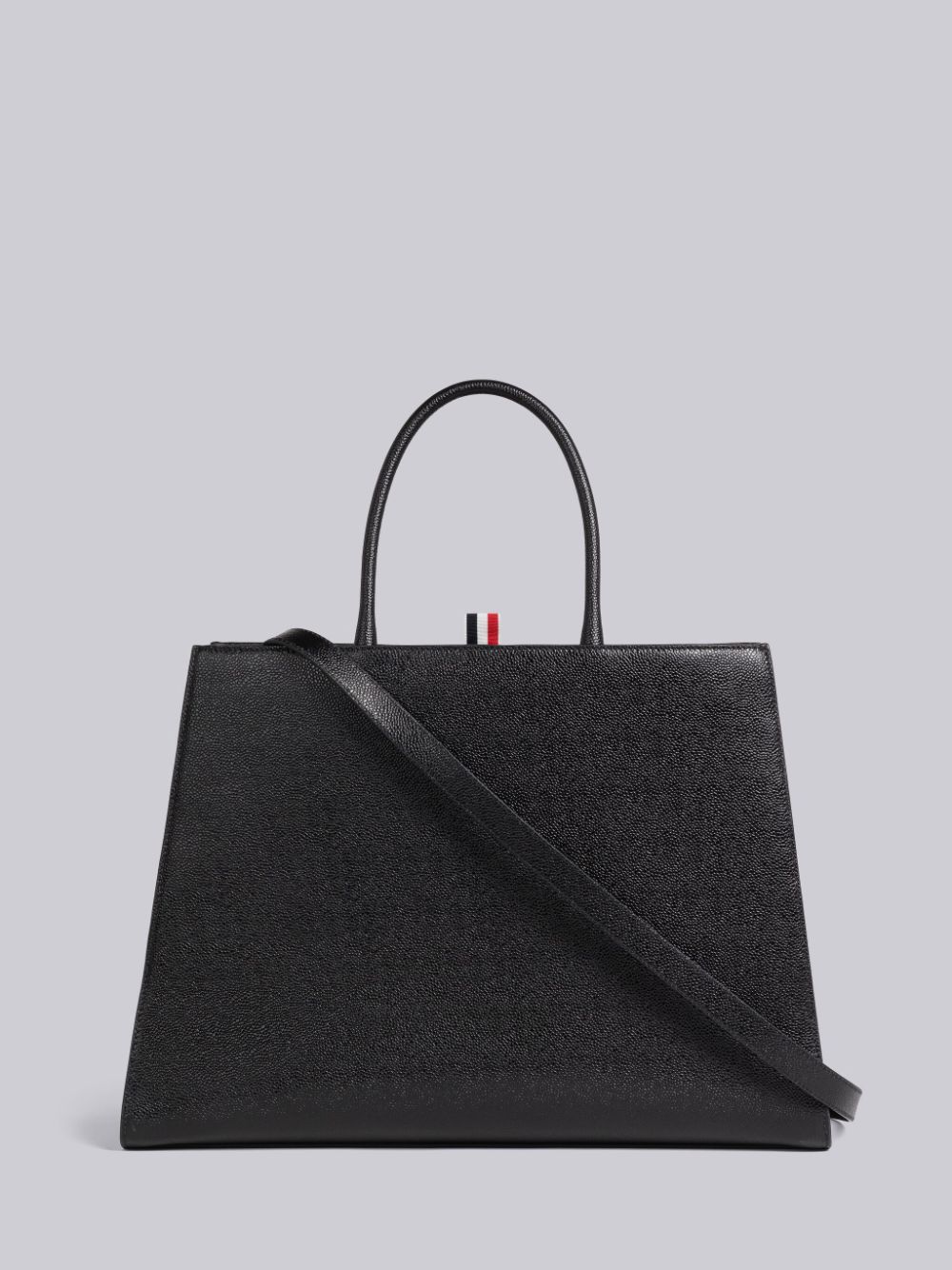 Thom Browne Pebble Grain Leather Large Trapeze Men Tote Bags Black | ZKO27V63346