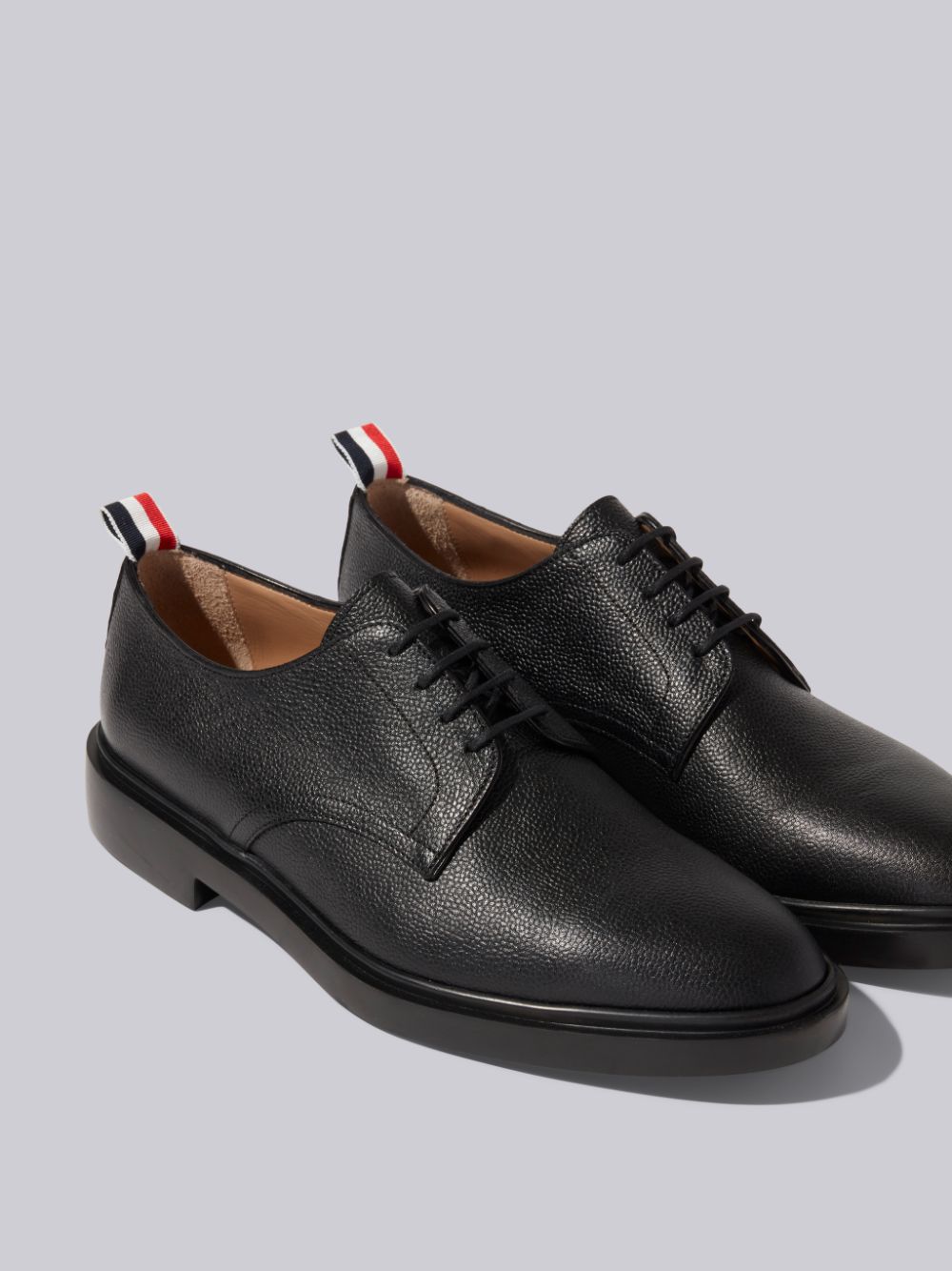 Thom Browne Pebble Grain Leather Lightweight Rubber Sole Derby Men Oxford Shoes Black | WUM16V40026