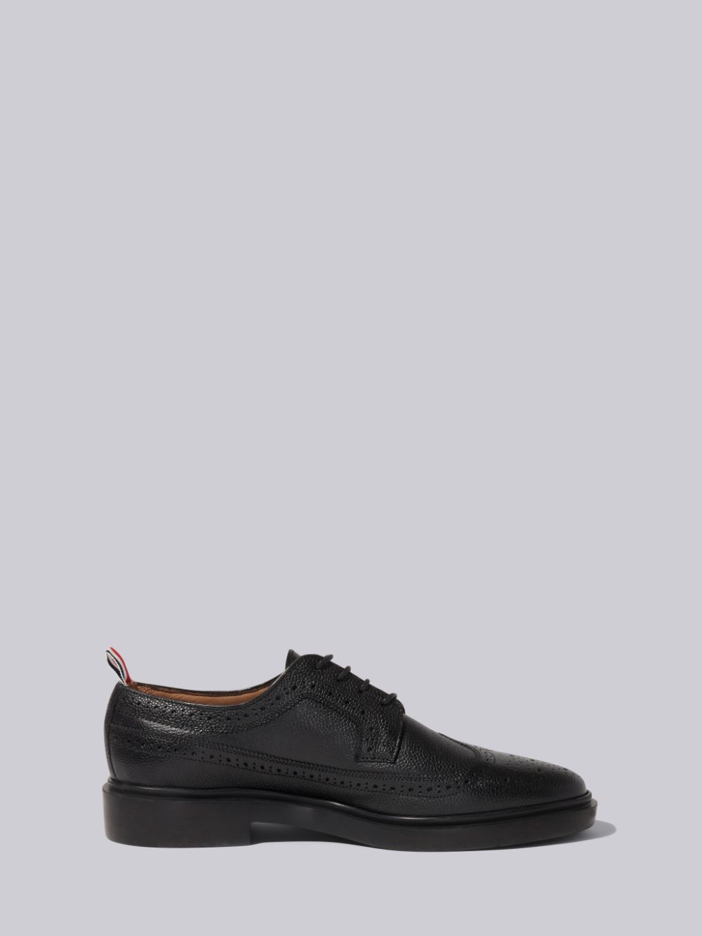 Thom Browne Pebble Grain Leather Lightweight Rubber Sole Longwing Women Brogue Shoes Black | MPA91M83564