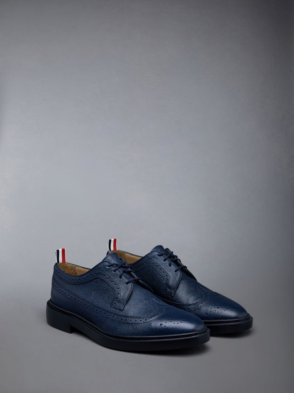 Thom Browne Pebble Grain Leather Longwing Men Brogue Shoes Blue | YDL39W42407