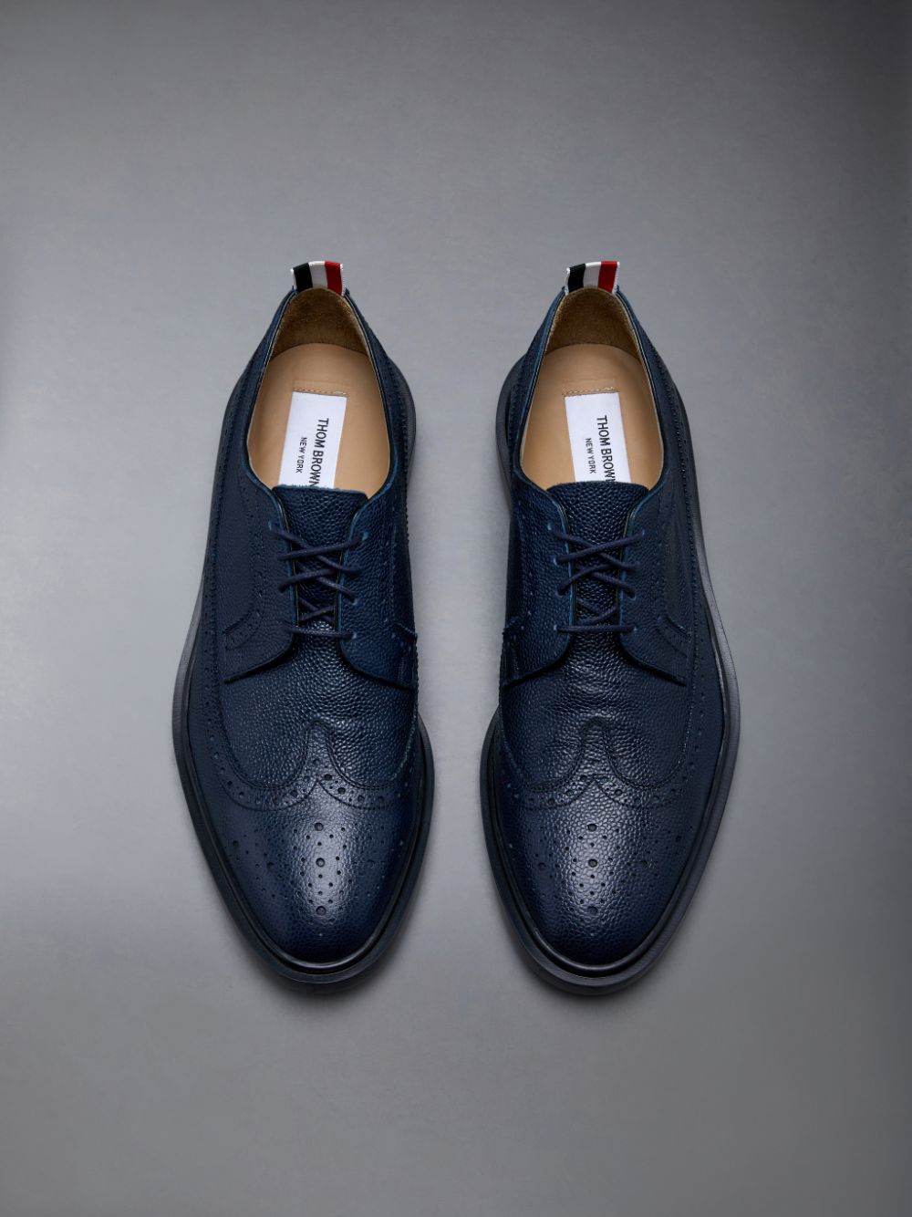 Thom Browne Pebble Grain Leather Longwing Men Brogue Shoes Blue | YDL39W42407