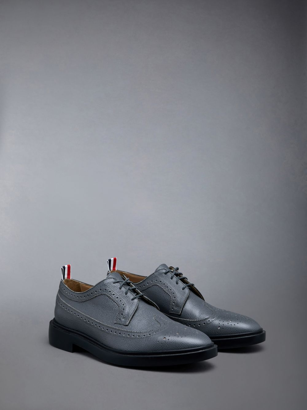 Thom Browne Pebble Grain Leather Longwing Men Brogue Shoes Grey | LPB22Y48311